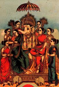 Raja Ravi Varma Ganesha with ashta siddhi